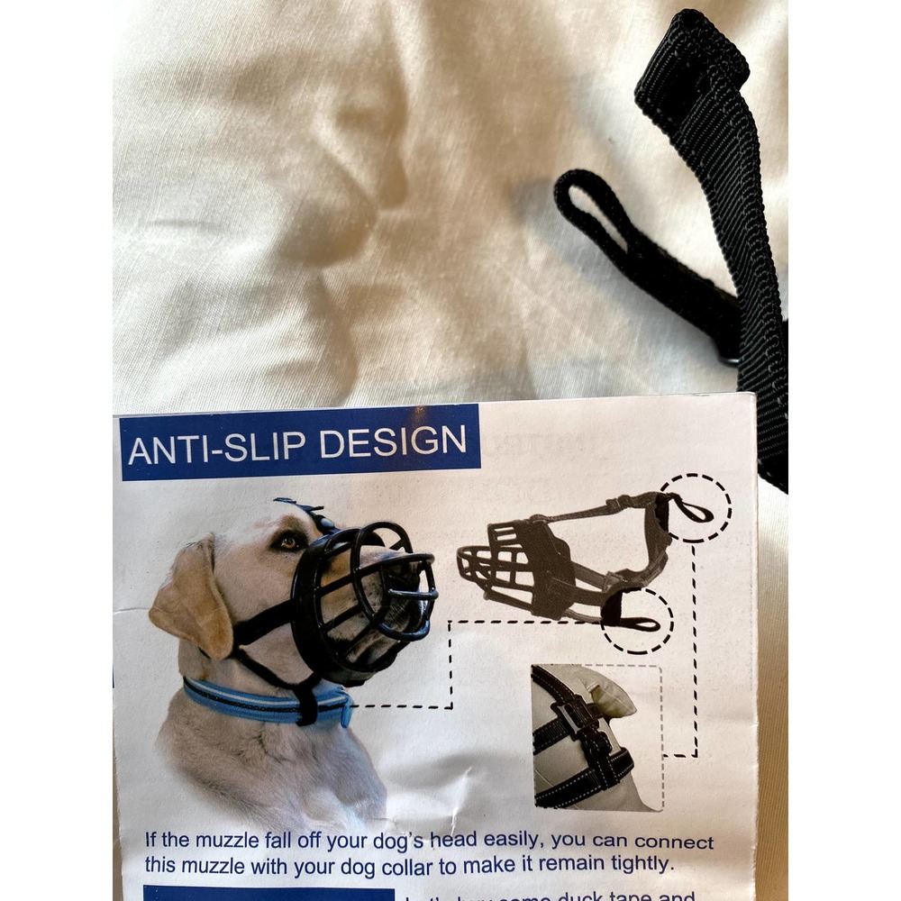 NWT  Barkless Dog muzzle  basket style,  silicone, breathable, adj      B106